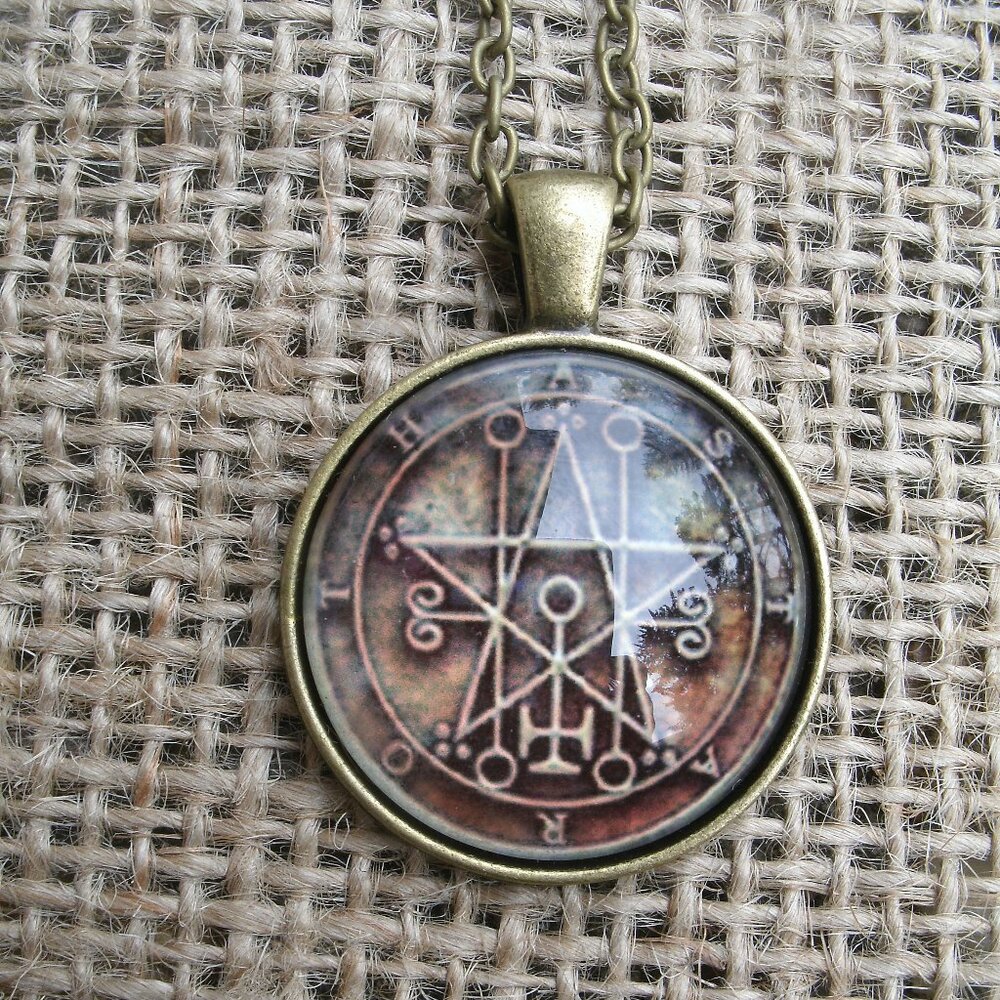 Astaroth Seal Glass Cabochon Pendant Necklace